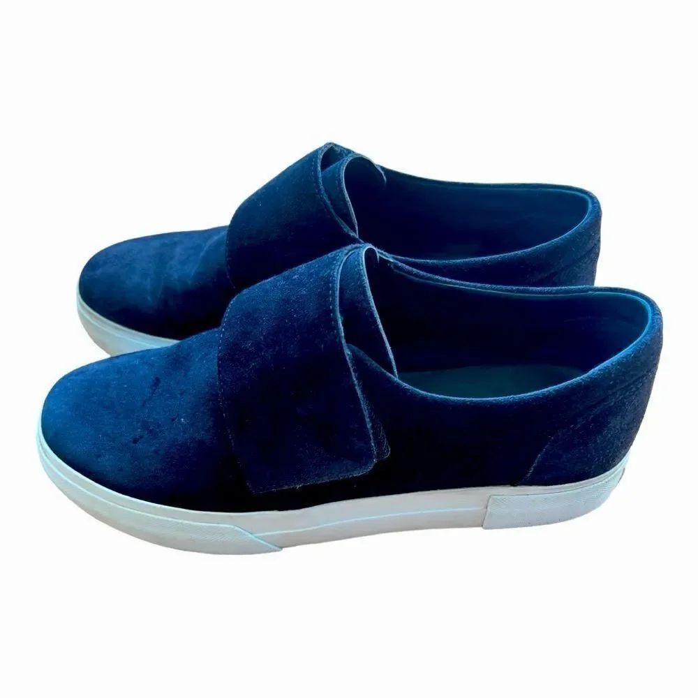 Vince Women’s Cage Suede Navy Blue Double Thick Platform Sneakers Shoes Sz 9